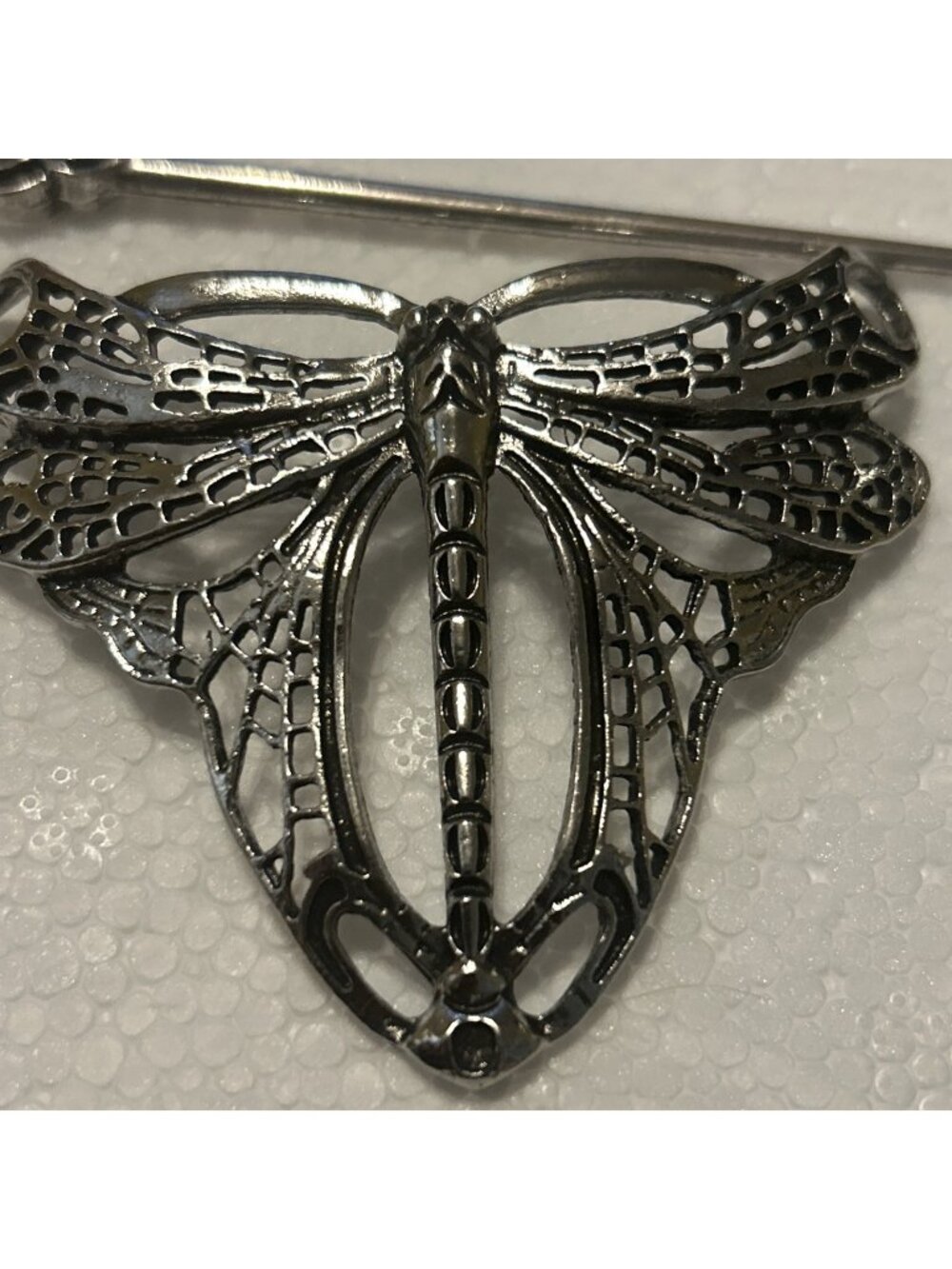 Dragonfly Hair Pin Silver Tone Approximately 3” W/ Pin Holder